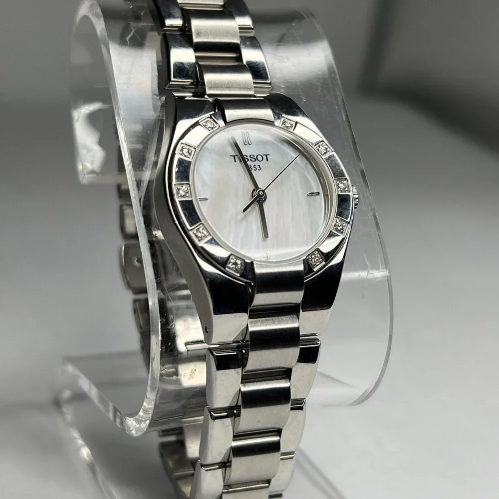 Tissot Glam Steel Watch Mother of Pearl Diamond 28mm Accents T043.010.61.111.00